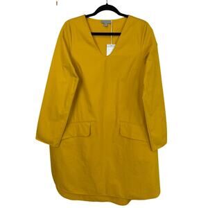 NWT COS Mustard Yellow Long Sleeve High-Low Shirt Dress Size 8